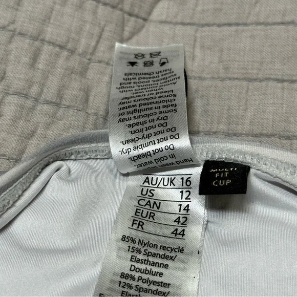 Nip Tuck Swim Gray & White Striped One-piece Swimsuit Size 12 - Picture 4 of 11